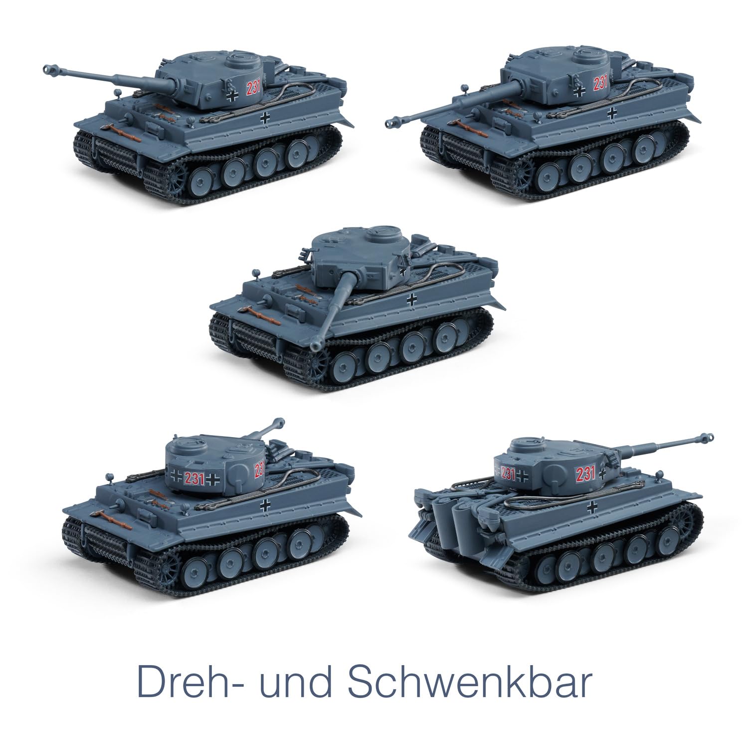 Schuco 1:87 WWII Sd.Kfz.181 Tiger I Panzergrau - Hochwertiges Diecast Modell im Maßstab 1:87, Modellauto, 1:87, Militär, Sammlermodell, Diorama
