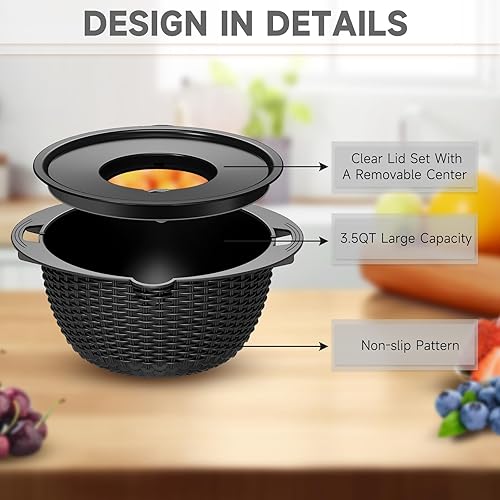 Miniatura 7 de Juego de colador 4-1 con cuencos, colador de pasta, colador para cocina, coladores y coladores, colador de arroz, limpiador de frutas, colador de