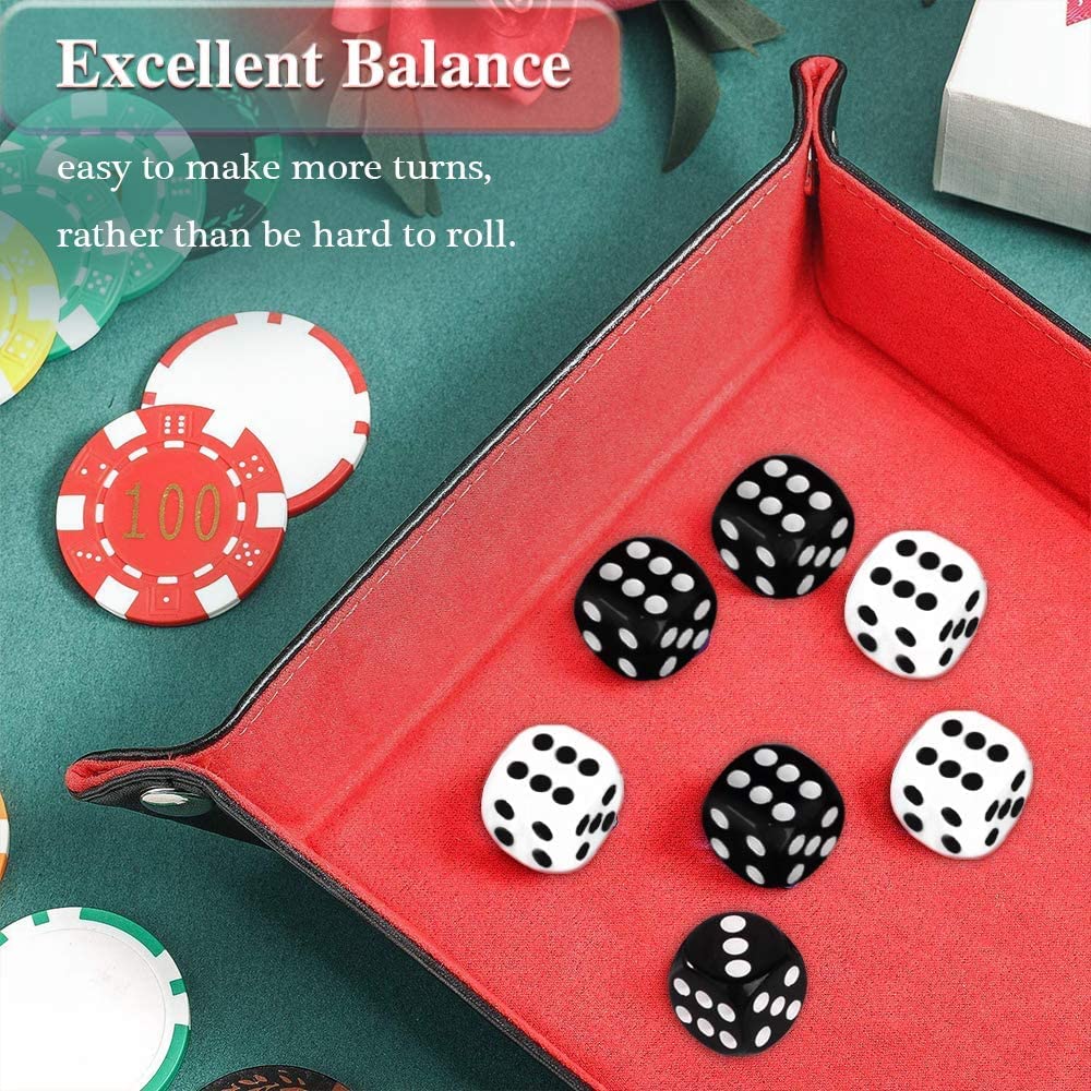 powerking Würfelset, 100 STÜCKE schwarz Bulk Game Dices für Tensies Dice Game, Brettspiel, Math Game Party Favor, 16mm 6-Sided Round Corner (schwarz)