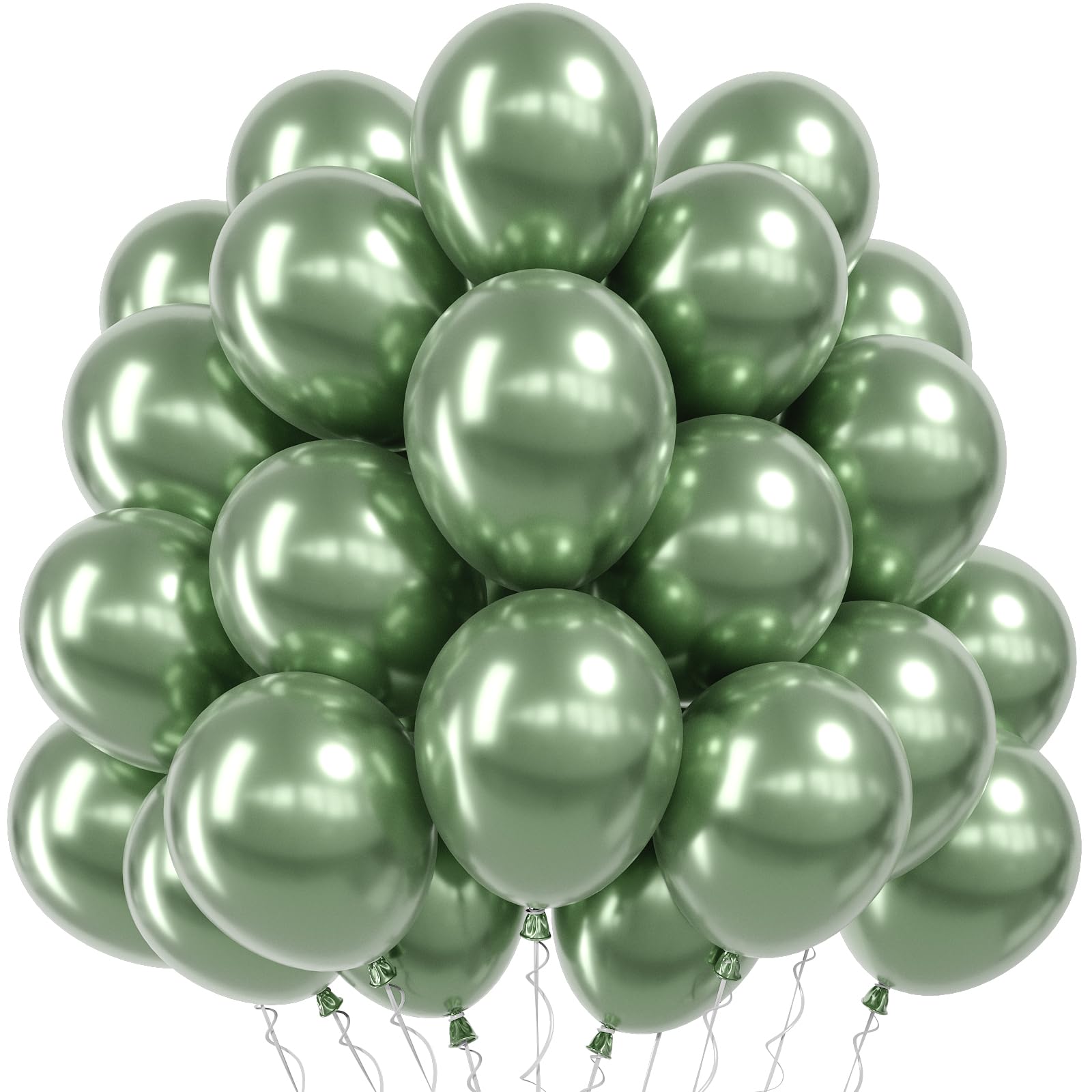 Jobkoo Metallic Green Balloons, 12 Inch Chrome Dark Green Latex Balloon