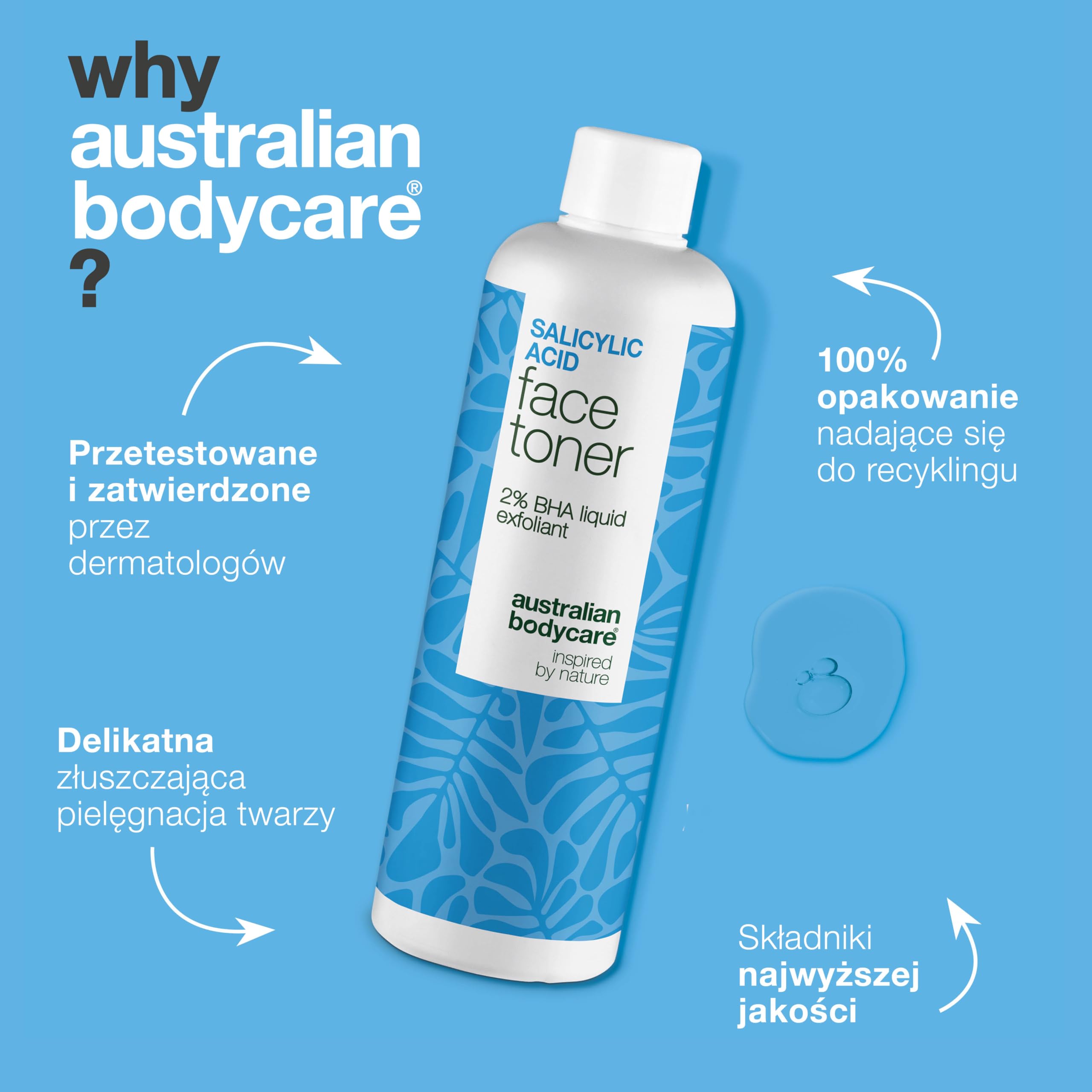 Tonik z kwasem salicylowym na trądzik, zaskórniki i rozszerzone pory – 2% kwas salicylowy od Australian Bodycare