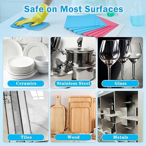 Miniatura 8 de HOMEXCEL Paquete de 10 paños de cocina suecos para cocina, paños de esponja reutilizables, toallas de papel ecológicas y platos de lavado, altamente