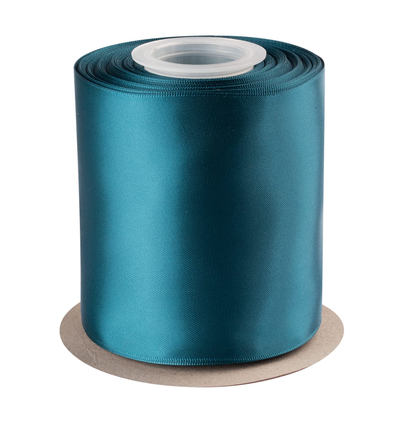 Dwustronna satynowa wstążka, 100 mm x 22 m, solidna poliestrowa wstążka rzemieślnicza, idealna do pakowania prezentów, rękodzieła, dekoracji ceremonii ślubnej, aranżacji kwiatowych, szycia (turkusowa)