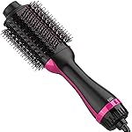 Dimecano Hair Dryer Brush, 4 in 1 One Step Hair Dryer and Styler Volumizer, Professional Hot Air Brush with Negative Ion Anti-frizz Blowout for Drying, Straightening, Salon, Black Pink