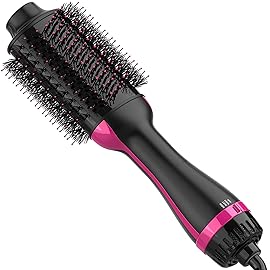 Dimecano Hair Dryer Brush, 4 in 1 One Step Hair Dryer and Styler Volumizer, Professional Hot Air Brush with Negative Ion Anti-frizz Blowout for Drying, Straightening, Salon, Black Pink