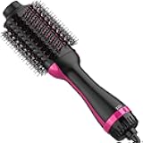 Hair Dryer Brush, 4 in 1 One Step Hair Dryer and Styler Volumizer, Professional Hot Air Brush with Negative Ion Anti-frizz Blowout for Drying, Straightening, Salon, Black Pink