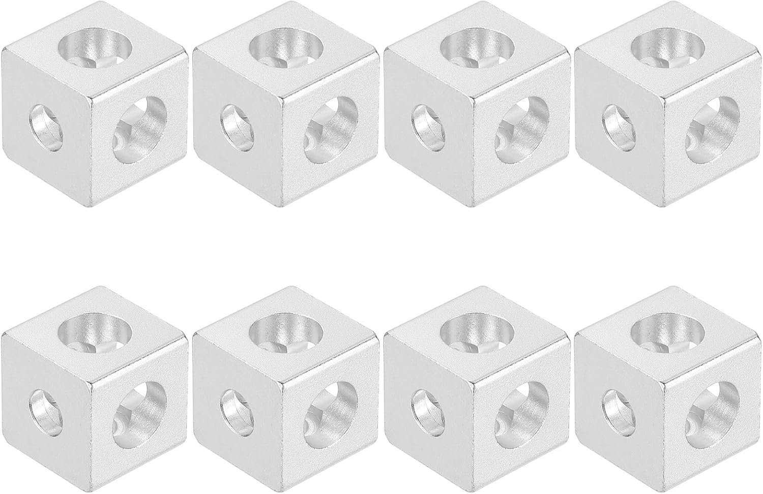 MECCANIXITY Silver Aluminum Extrusion Profile Connector, 2020 Series T Slot Cube Corner Brackets Extruded Hardware for Aluminum Extrusion Rail Accessories,8Pcs