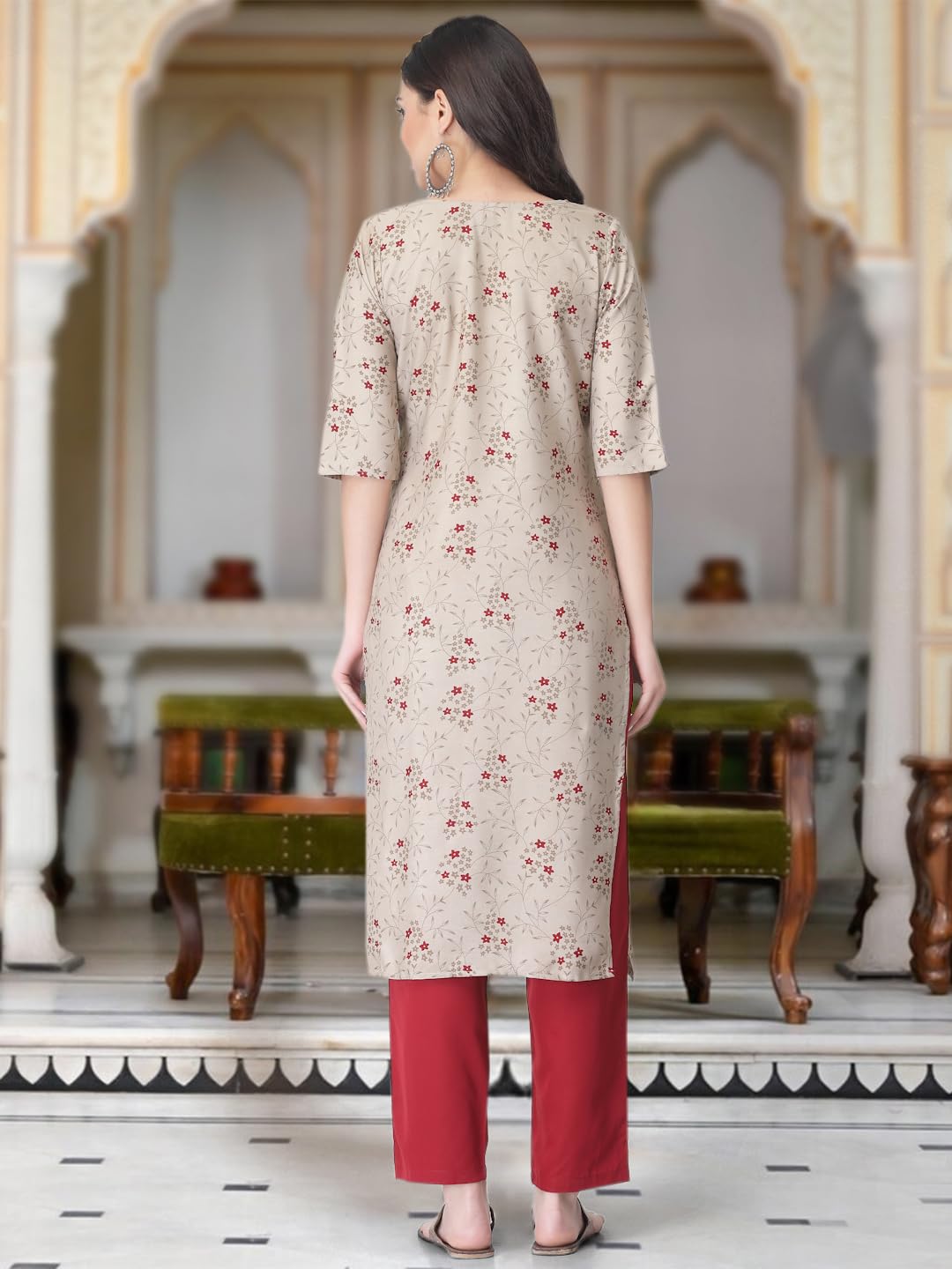 Tee Projekt Versatile Crepe Kurti & Pant Set For Women Printed Kurta Set