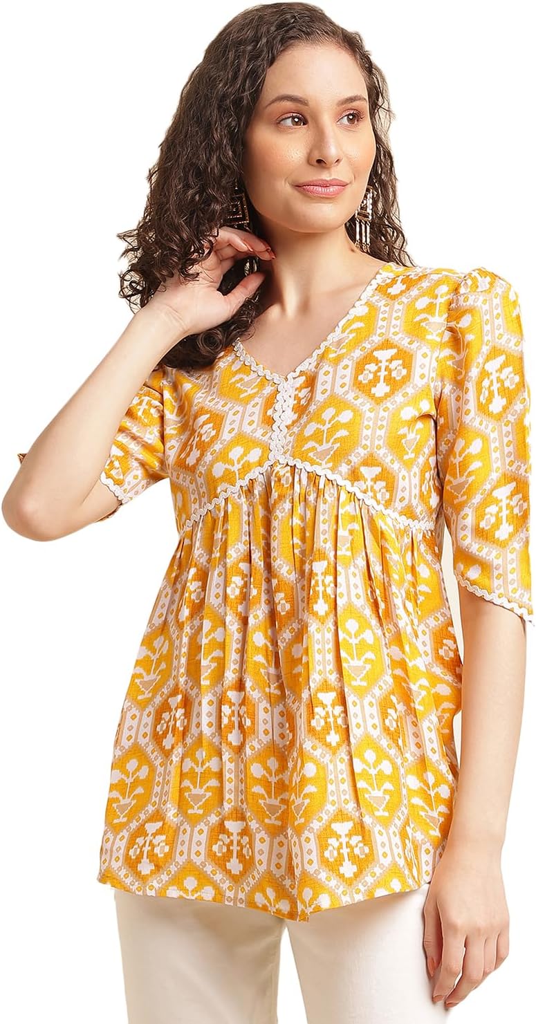 Regular Fit Printed Shirt Top Women | Tops Stylish Latest | Office Wear | Cotton Blend | Girls Top Women's
