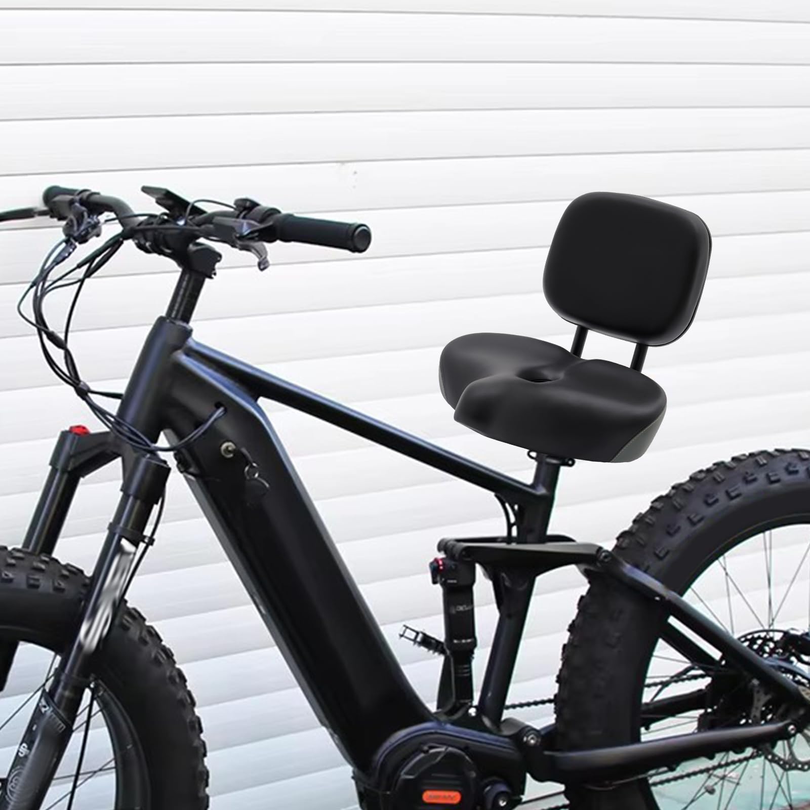Siège de vélo avec dossier, coussin de siège de vélo extra large, siège ergonomique pour tricycle, selle de dossier réglable, capacité de charge 100 kg, pour VTT, tricycle navetteur