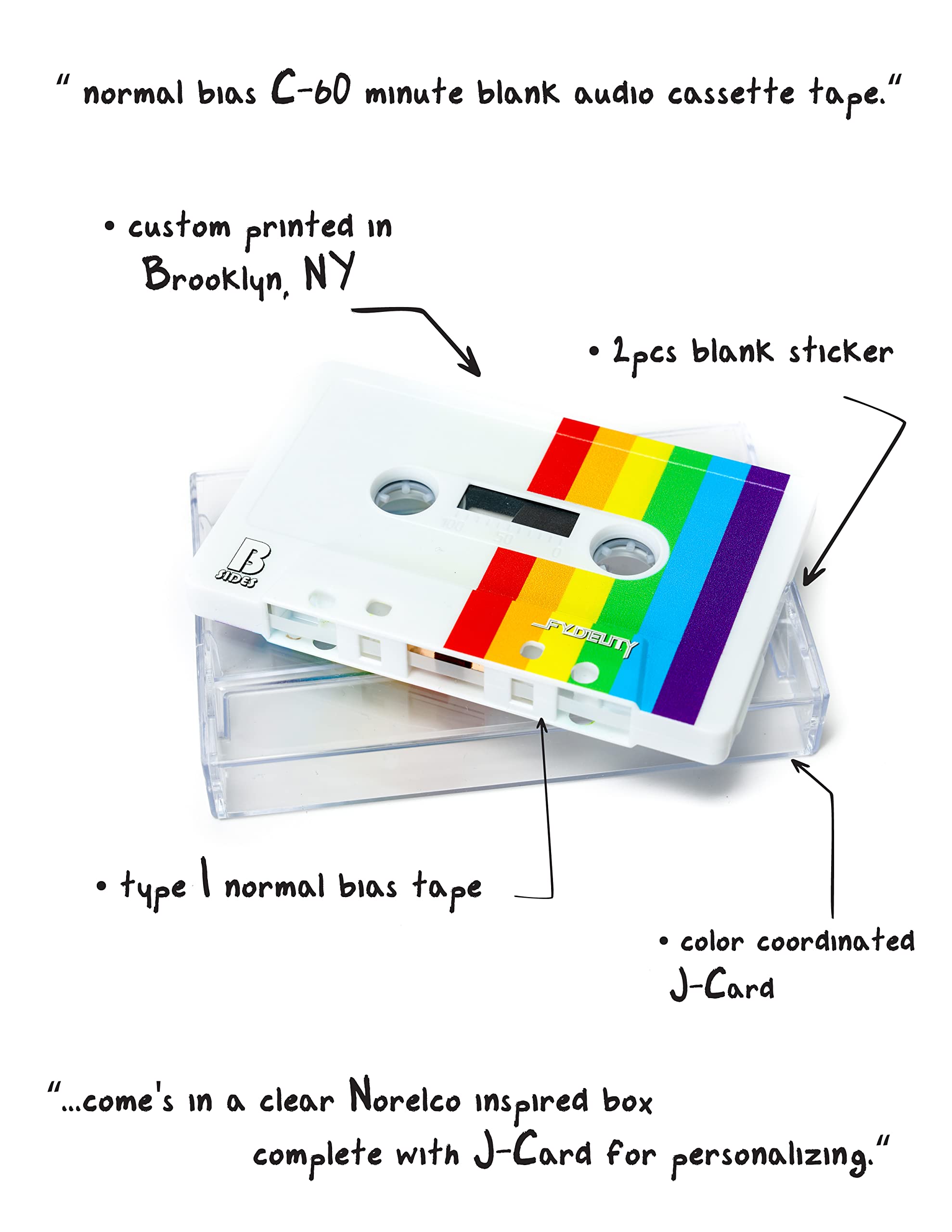 Amazon.com: FYDELITY Rainbow Pride Cassette Tape Blank Cassette Tapes for  Recording Blank Audio Tapes Clear Audio Cassette Tape Color Cassettes Tapes  Empty Cassette Tape Recordable Tapes- 5 Pack 60 Minute : Electronics