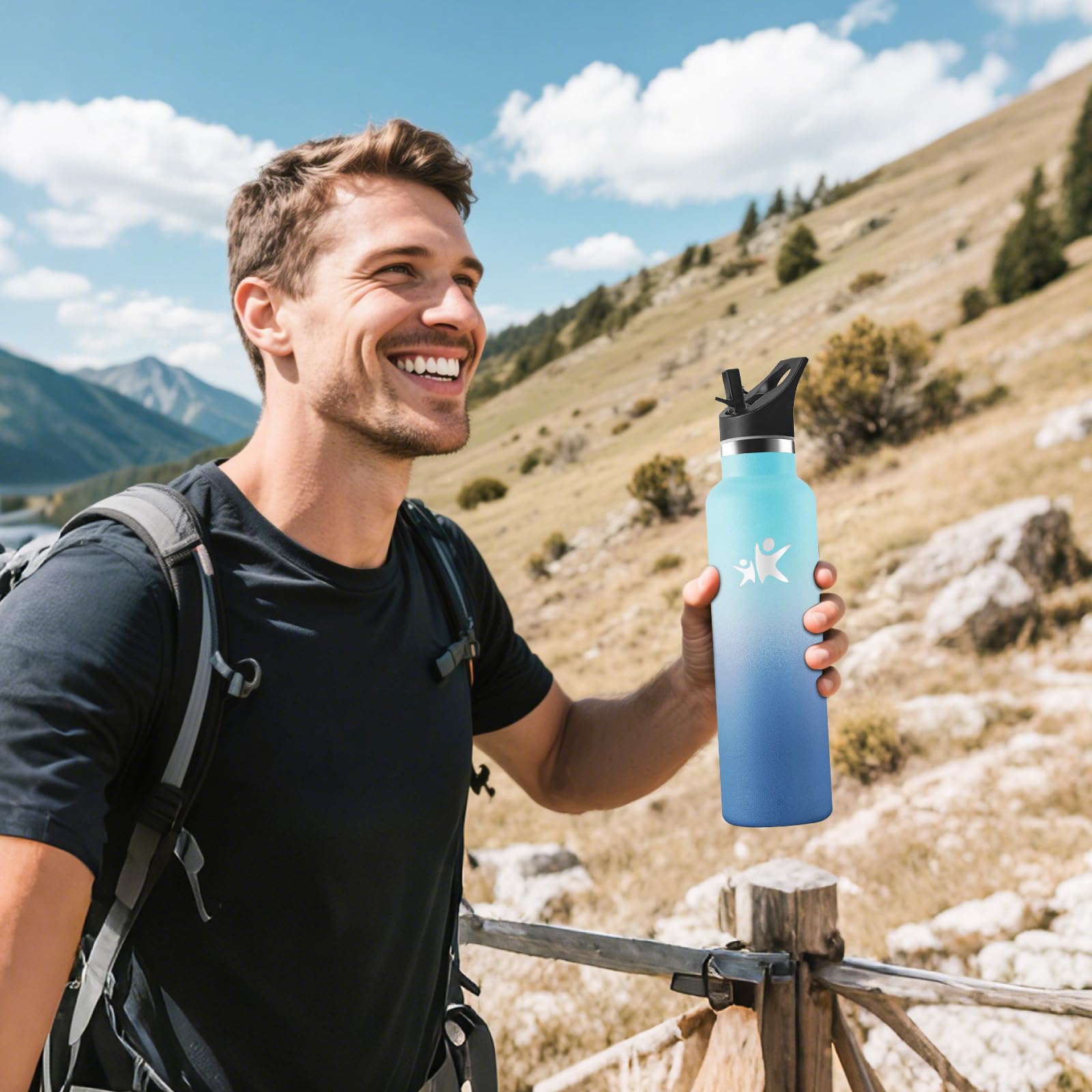 Borraccia Termica con Cannuccia, 500ml Acciaio Inox 18/8, Termos, Senza BPA e Antiperdita, Borraccia Palestra, Borracce, per Scuola, Sport, Viaggi, Bottiglia Acqua