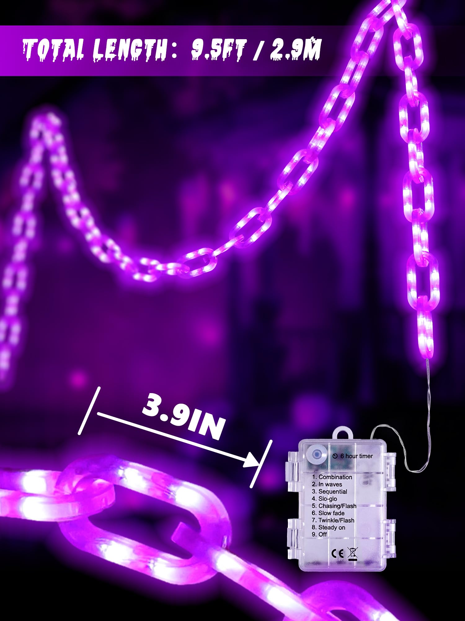 Halloween Dekorationen Batterie-Lichterkette – 3 m 160 LED Kunststoffkette Lichterkette mit wasserdicht, 8 Beleuchtungsmodi und Timer-Funktion, US-Patentprodukt (lila)