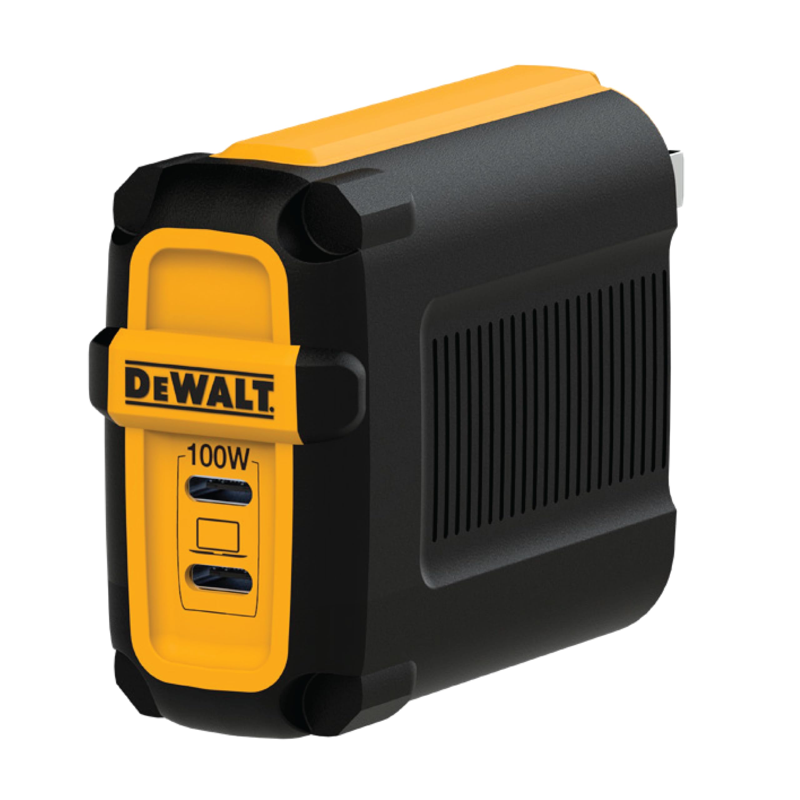 DEWALT Cargador USB C (GAN) de 100 W compacto de 2 puertos para MacBook Pro, MacBook Air, Google Pixelbook, ThinkPad, Dell XPS, iPad Pro, Galaxy S22/S20, iPhone 16/15/14/Pro