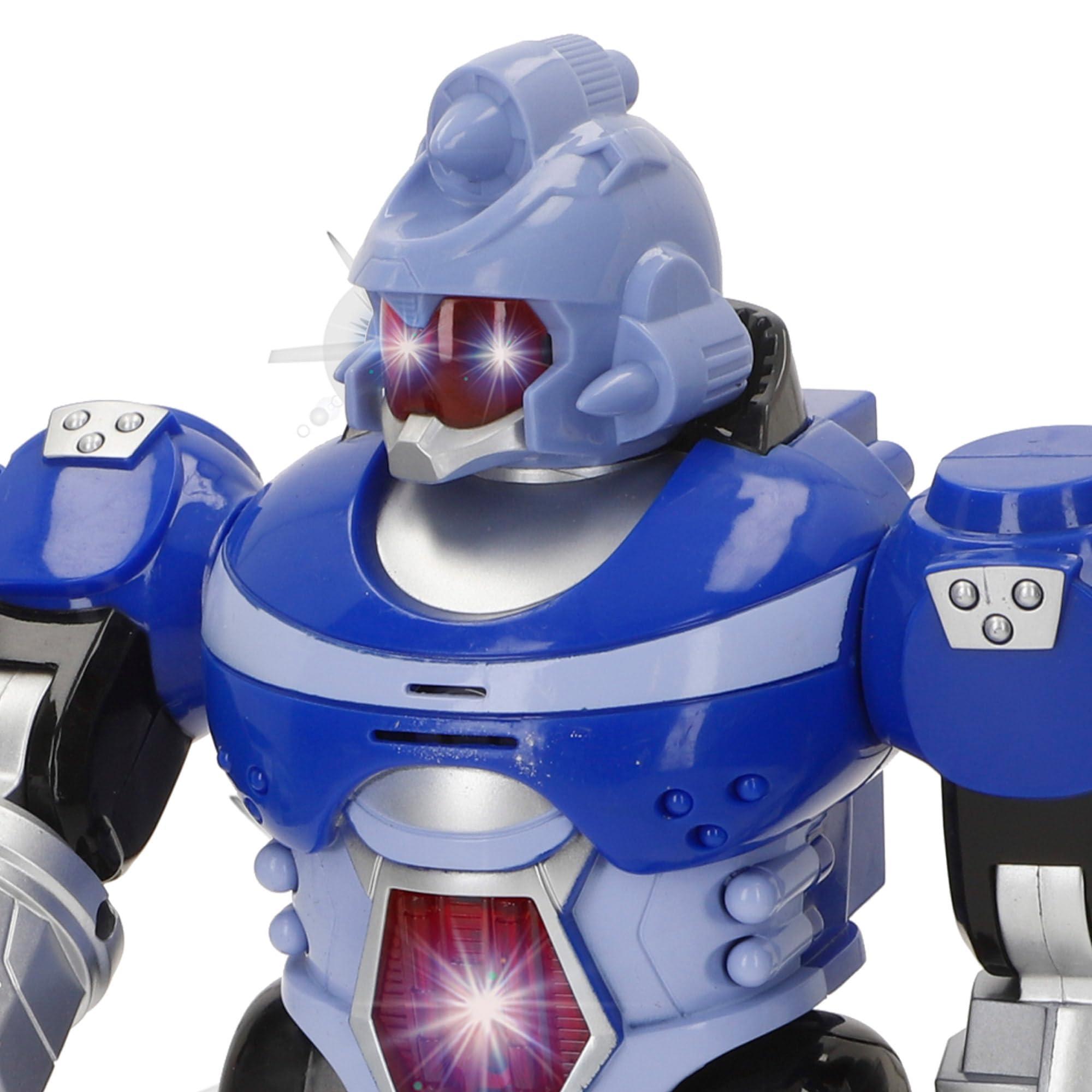 ColorBaby Warriors Robot giocattolo, movimento della testa, braccia e gambe, design futuristico, luci sul petto e sugli occhi, suoni, pistola, pinza snodata, giocattoli bambini 3 anni (39591)