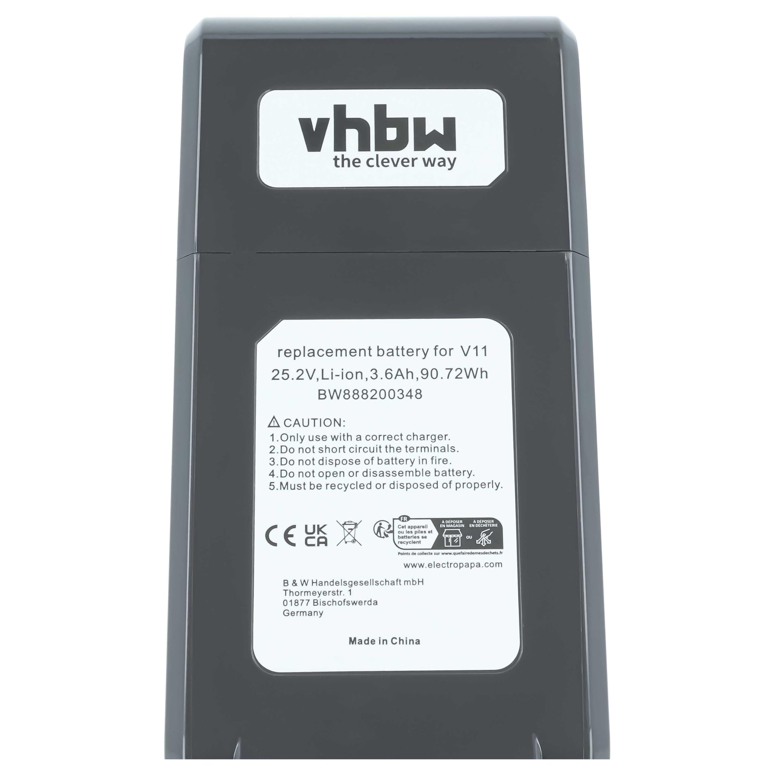 vhbw Batterie Remplacement pour Dyson 299820, 970145-02, SV14 pour aspirateur, Robot électroménager (3600mAh, 25,2V, Li-ION)