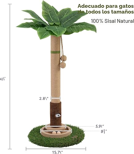 Cat Scratching Post 35'' Tall Cat Scratcher Tree Tower — close-up of materials and construction quality