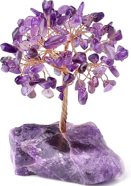 XIANNVXI Crystal Tree Amethyst Tree Crystal Tree of Life with Gemstone Base Money Tree Reiki Healing Fengshui LuckyTree for Desk Decor Cute Room Decor