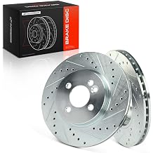 A-Premium 11.01 inch 279.70mm Front Drilled and Slotted Disc Brake Rotors Compatible with Mini Models - Cooper 2007 2008 2009 2010 2011 2012 2013 2014 2015, 2-PC Set