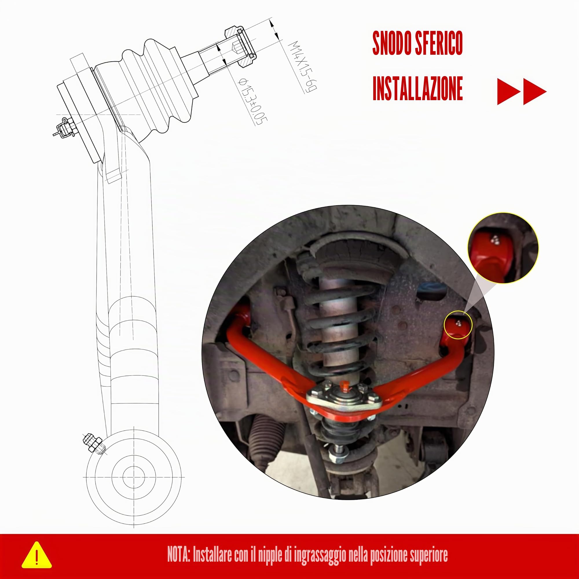 Bracci di controllo anteriori superiori con sollevamento da 1 a 4 pollici per Jeep Liberty 2002-2007, include 2 bracci di controllo anteriori superiori con giunti a sfera Assemblea