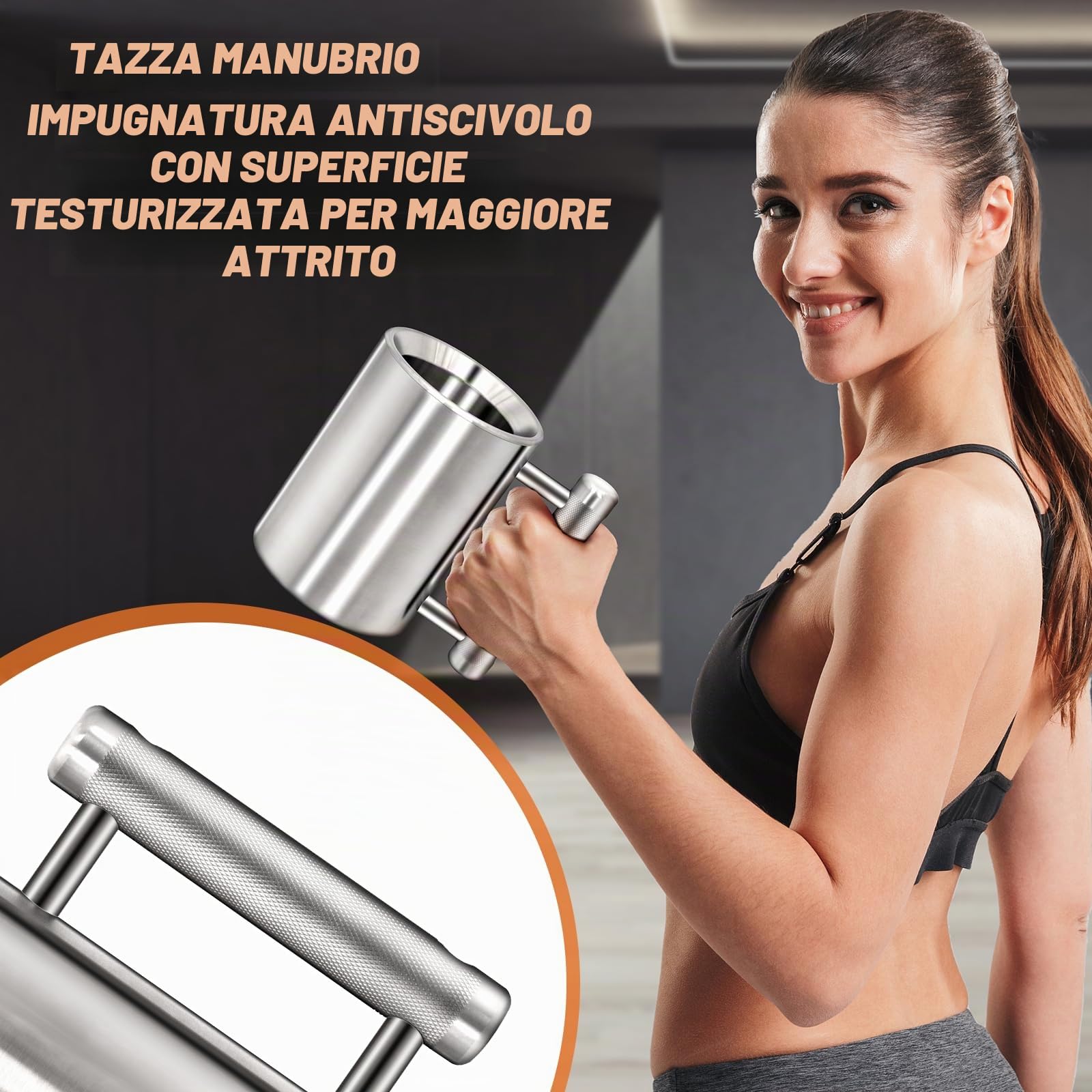 8kg/17.6lb Pesante Tazza di Caffè Sfida 304 Acciaio Inox Tazze Manubrio Argento Sovrappeso Sport Tazza d'acqua per l'allenamento Fitness Braccio Forza Prank Regalo Casa Palestra 300ml/10.2oz