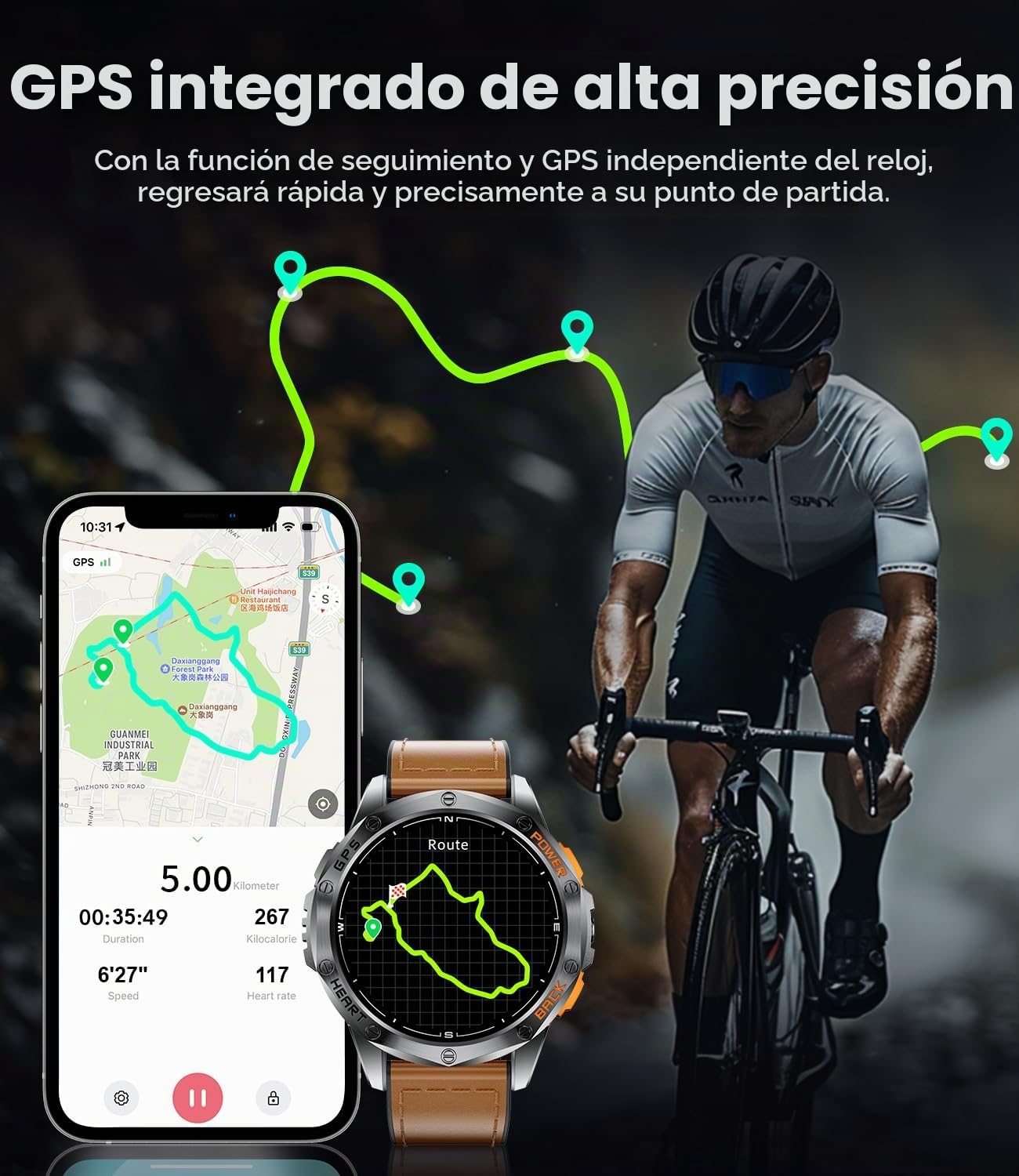DREMAC DM1 Reloj Inteligente Hombre 48mm,GPS Integrado/Linterna,Reloj Fitness con 70+ Modos Deportivos,Monitor de Salud 24/7,Batería 30 Días,IP68 Impermeable para iOS Android