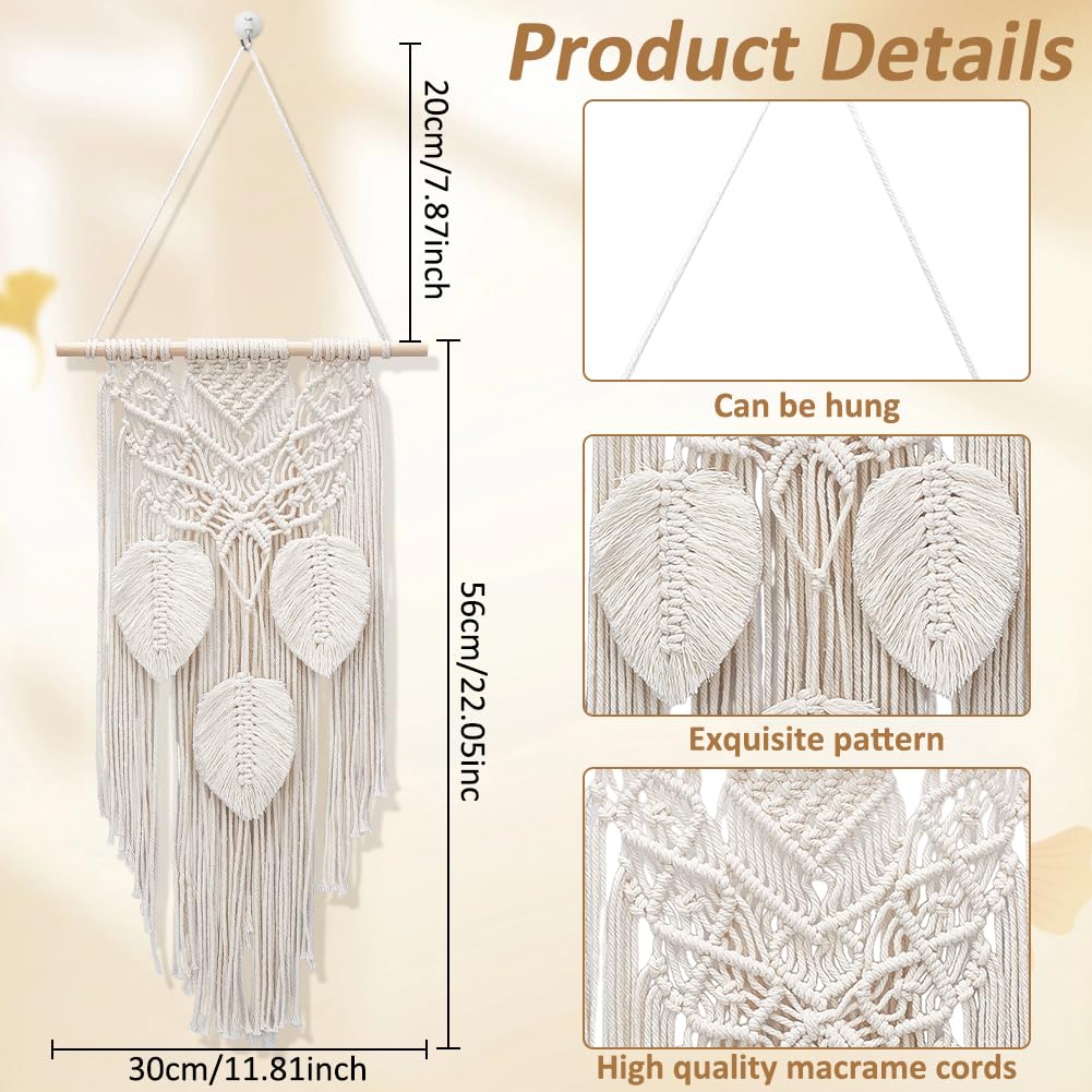 FREEBLOSS Set Macramé Feuille Kit Feuille Macramé Kit de Suspension Murale Macramé Feuille Gland Fait Main Feuille Tapisserie Kits de Macramé pour Débutants Tapisserie de Feuilles de Macramé