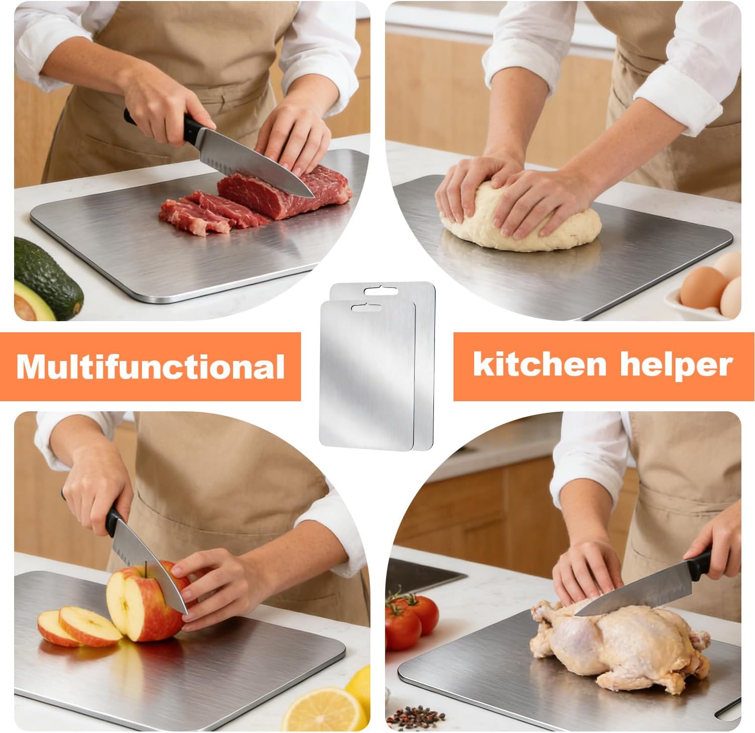 Titanium Cutting Board - 2026New Upgrade 100% Pure Titanium Cutting Boards for Kitchen Double Sided Non Toxic Titanware Cutting Board,Hygiene Durable Dishwasher Safe Chopping Board (15"L x 11"W)