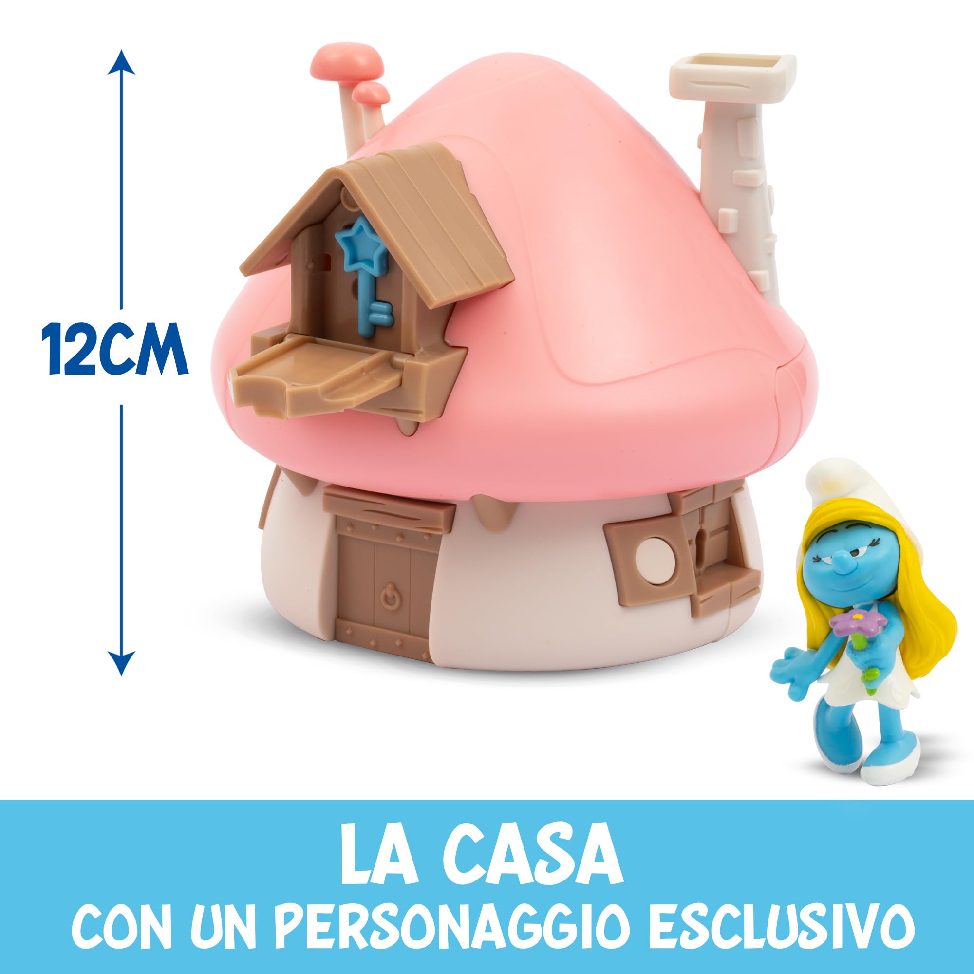 Giochi Preziosi I Puffi - Puffetta E La Sua Casetta Dal Tetto Rosa Ricca Di Accessori E Adesivi , Per Bambini A Partire Dai 3 Anni