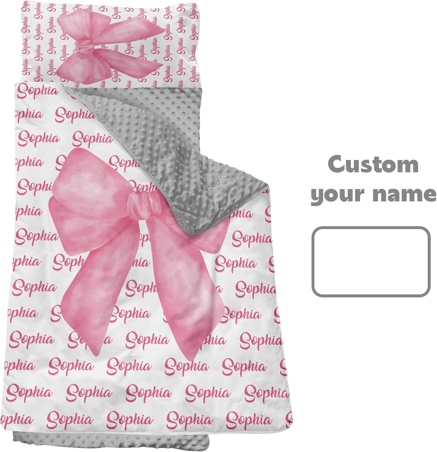 Personalized Girls Nap Mat - Custom Name Toddler Sleeping Bag with Pillow and Blanket for Daycare Preschool Travel Camping