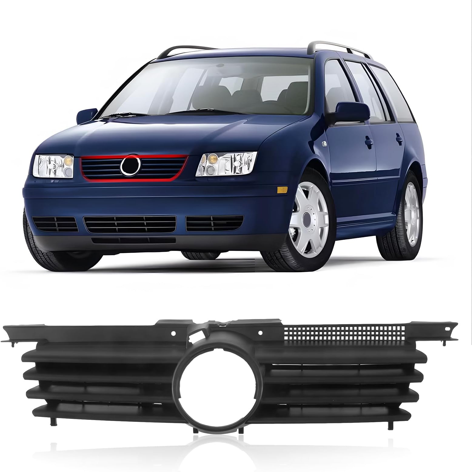 CarPartsDepot Front Grill Grille Compatible With Volkswagen Jetta (1999-2005 Jetta Black)