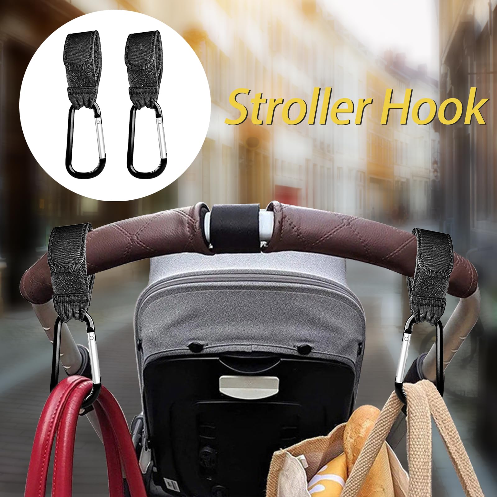 2 Unità Nero Passeggino Ganci universale Fit per appendere il vostro Shopping Bags Zaino, passeggino accessori