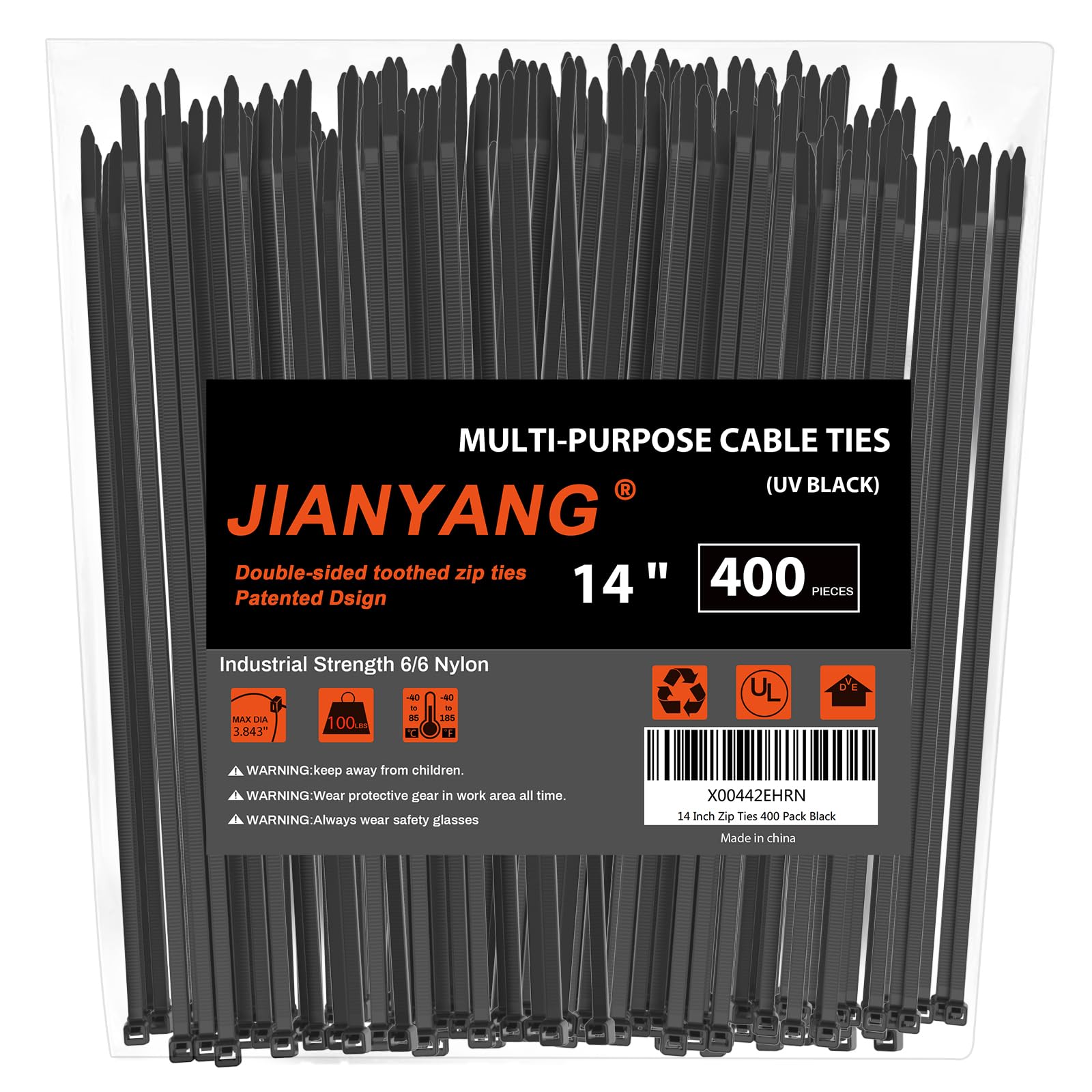 Heavy Duty Zip Ties - 100 Pack, 400 LBS Strength -12 Heavy Duty Zip Ties - 100 Pack, 400 LBS Strength -12