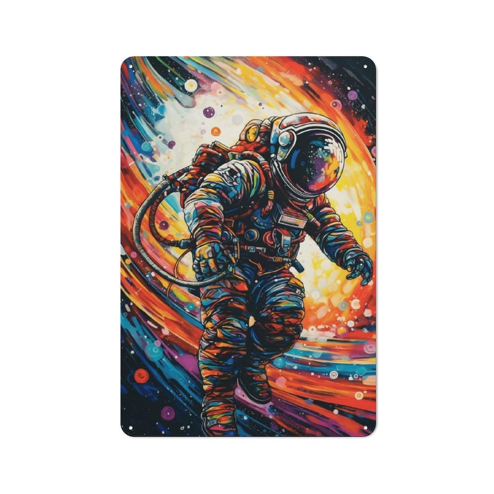Junmoney Astronaut Line Space 30X20cm Retro Tin Wall Plaque With For Pub Or Café, A Winter Wall Decor Update For Café Interior Fans