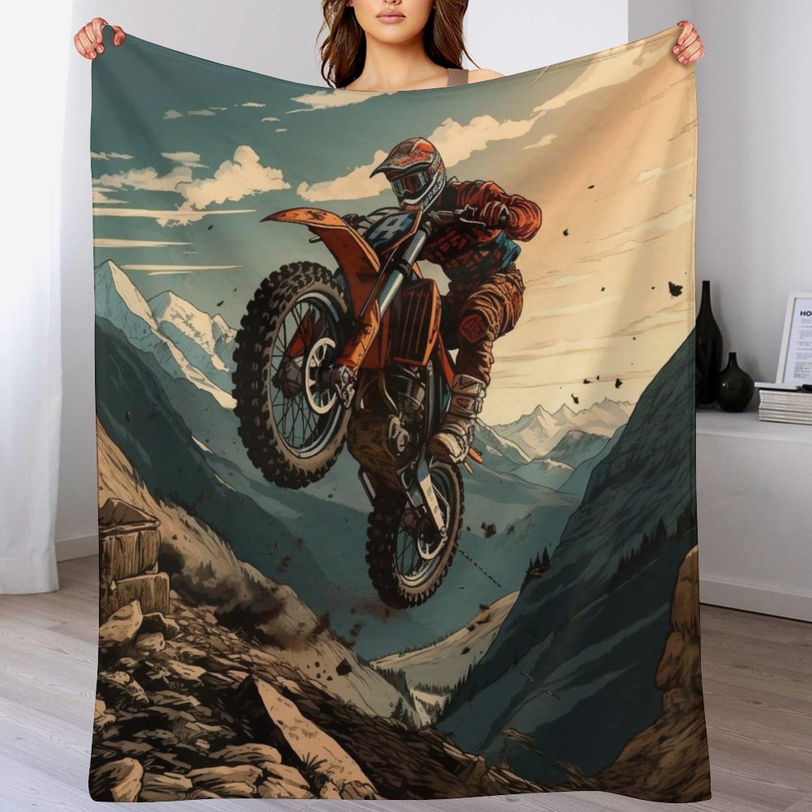 Couverture Motocross Douce en Flanelle Polaire Haute Densité 150x200cm