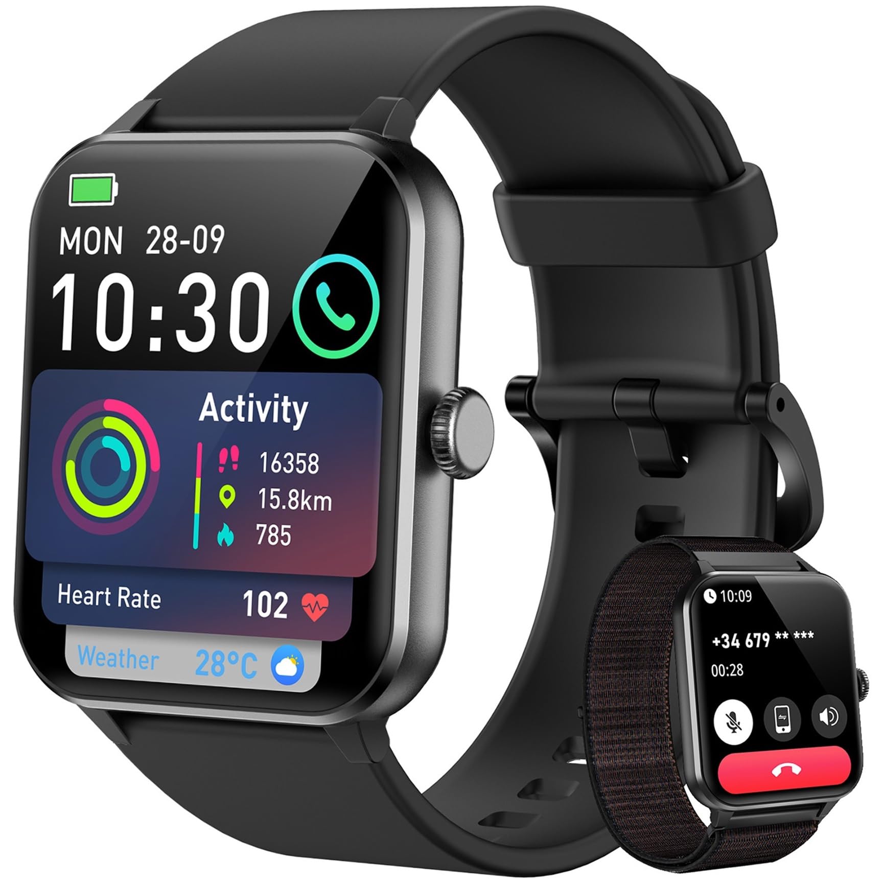 Blackview Reloj Inteligente Hombre Mujer con Llamadas, Pulsómetro/Oxímetro/Sueño/Podómetro, 1.85" Smartwatch Hombre con…