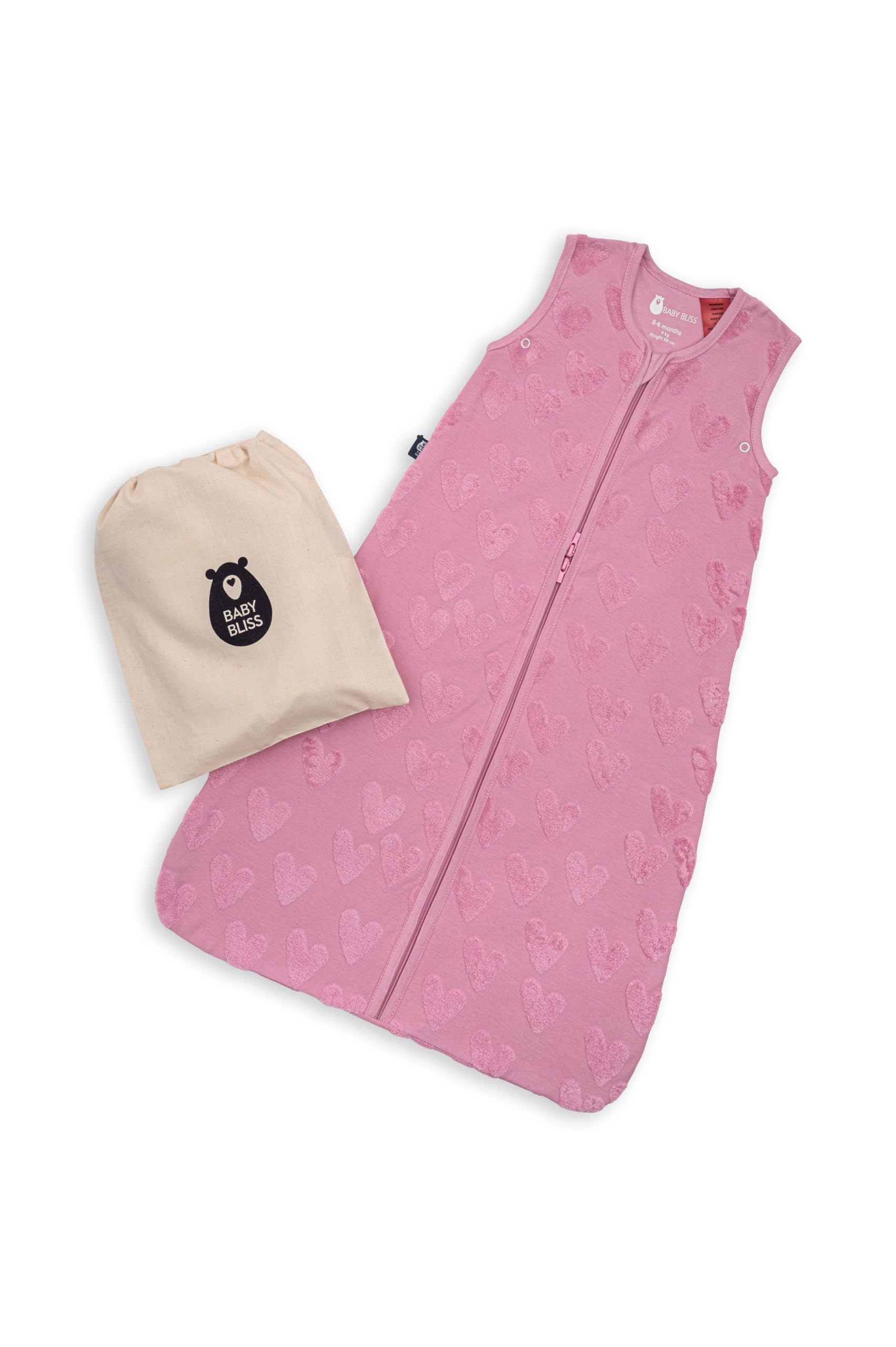 BabyBliss BlissSac Saco de Dormir para bebés 1.0 TOG - Algodón orgánico - de 0 a 36 Meses (Follow Your Heart, 6-18 Meses)