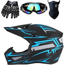 Adult Dirt Bike Helmet DOT Approved, Motocross ATV Off-Road UTV MX BMX MTB Electric Dirtbike Motorbike W/Goggles Gloves Mask