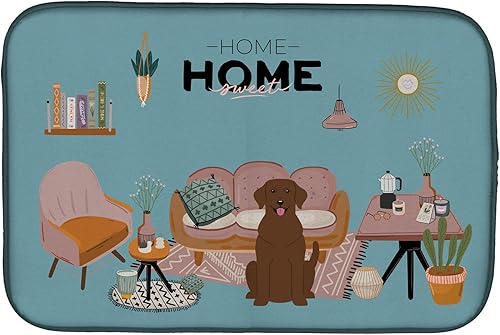 Miniatura 446 de Caroline's Treasures CK7824DDM - Tapete absorbente para secado de platos con diseño de bulldog inglés, rojo y blanco, para encimera de cocina, 14 x