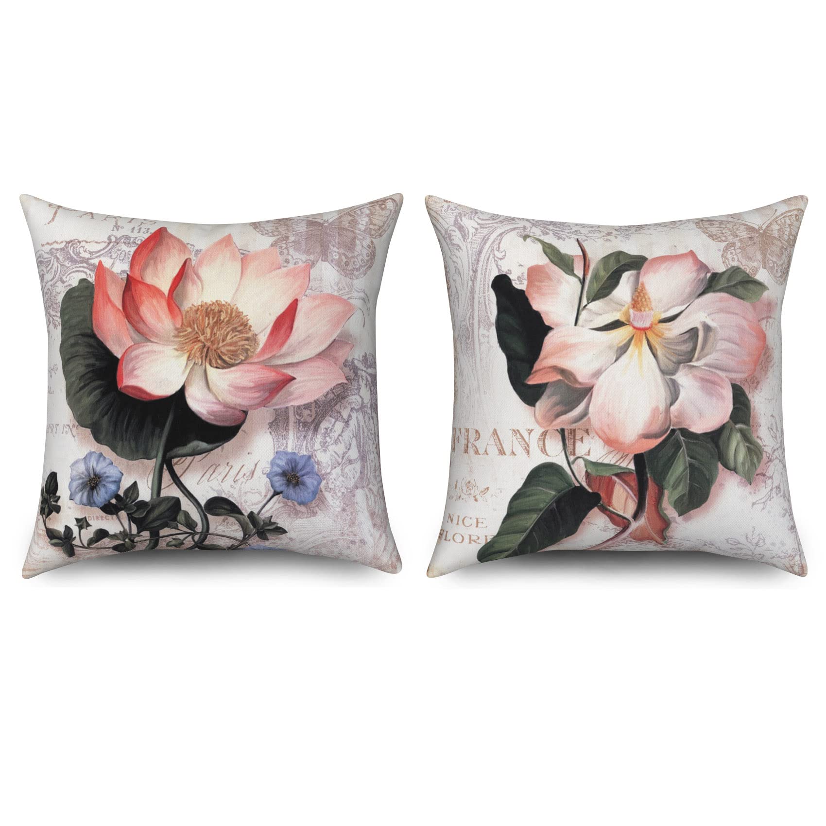 Set di 2 federe per cuscini moderne con rose, 45 x 45 cm
