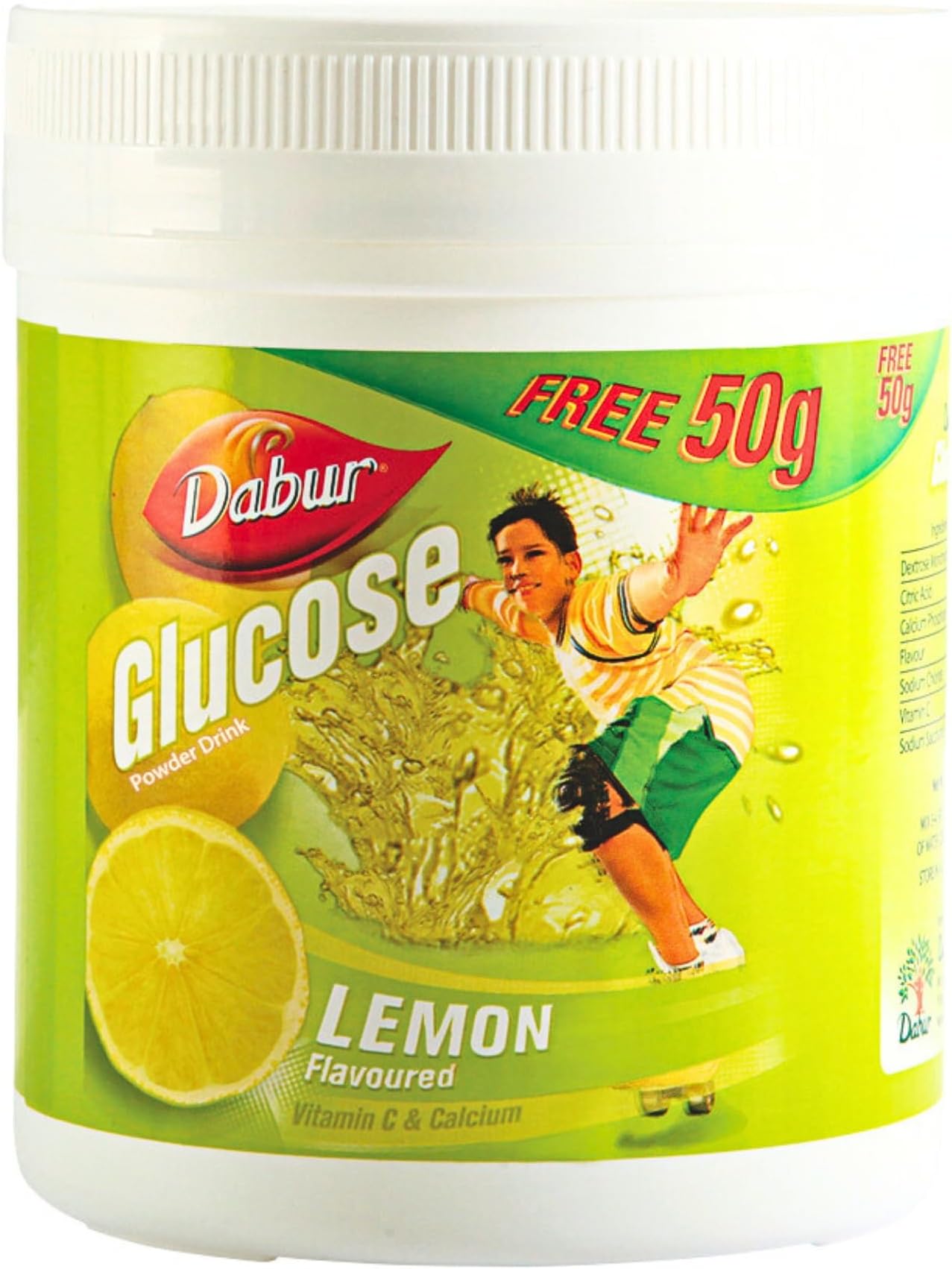 Dabur Glucose Lemon 450 +50gm Free, 500 gm | Refreshing Powder Drink with Vitamin C | Energizing Beverage Enhanced with Lemon Flavor