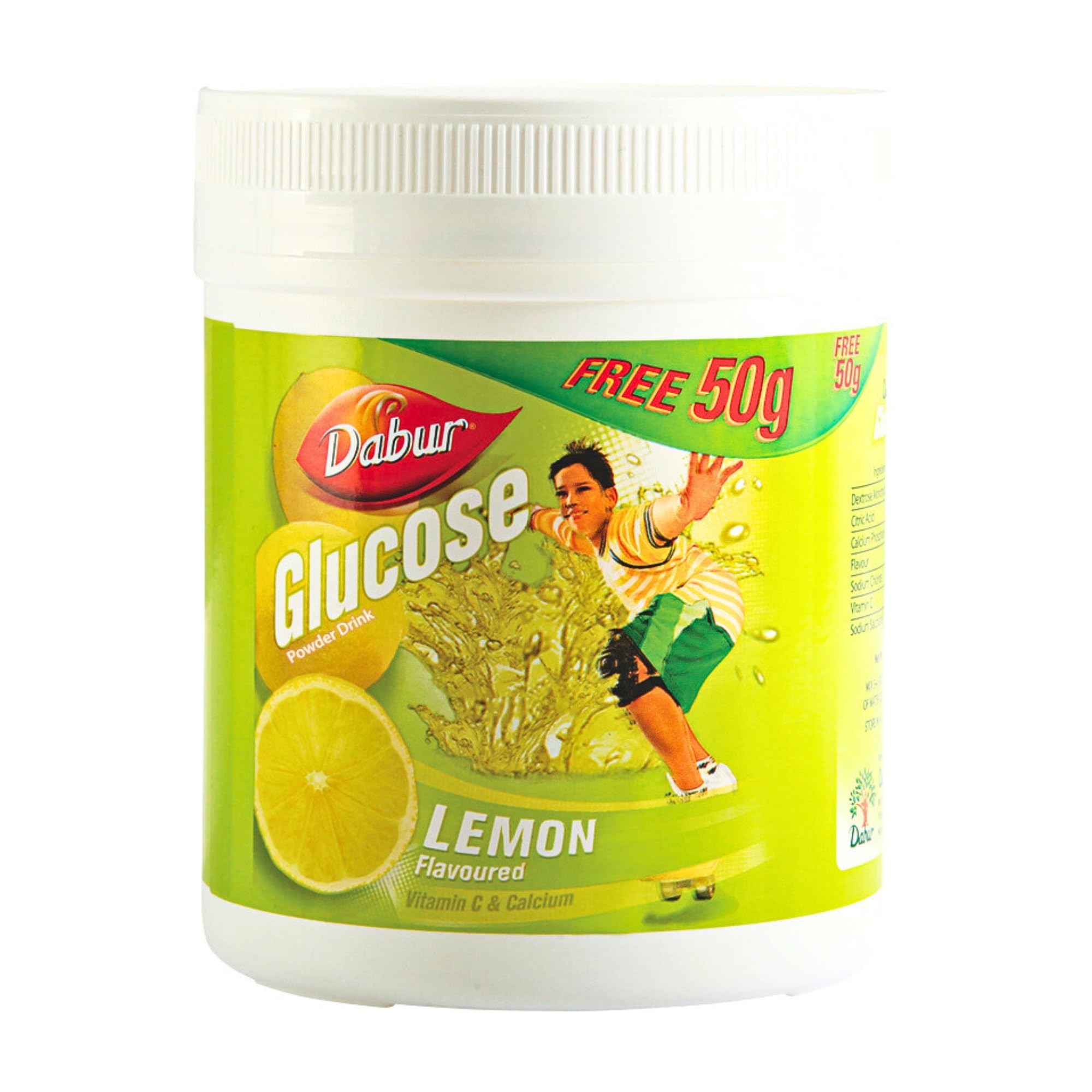Dabur Glucose Lemon 450 +50gm Free, 500 gm | Refreshing Powder Drink with Vitamin C | Energizing Beverage Enhanced with Lemon Flavor