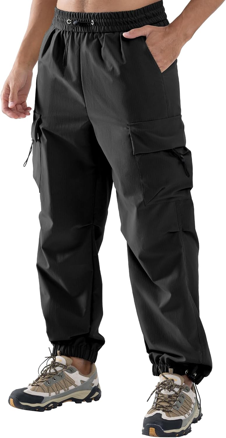 APTRO Men's Baggy Cargo Pants Casual Parachute Pants Relaxed Fit Waterproof for Daily Wear and Outdoor Hiking