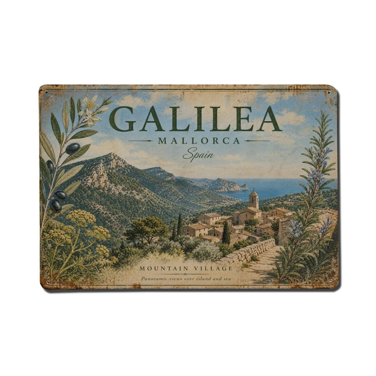 Metal Tin Sign Vintage Travel Mallorca Spain