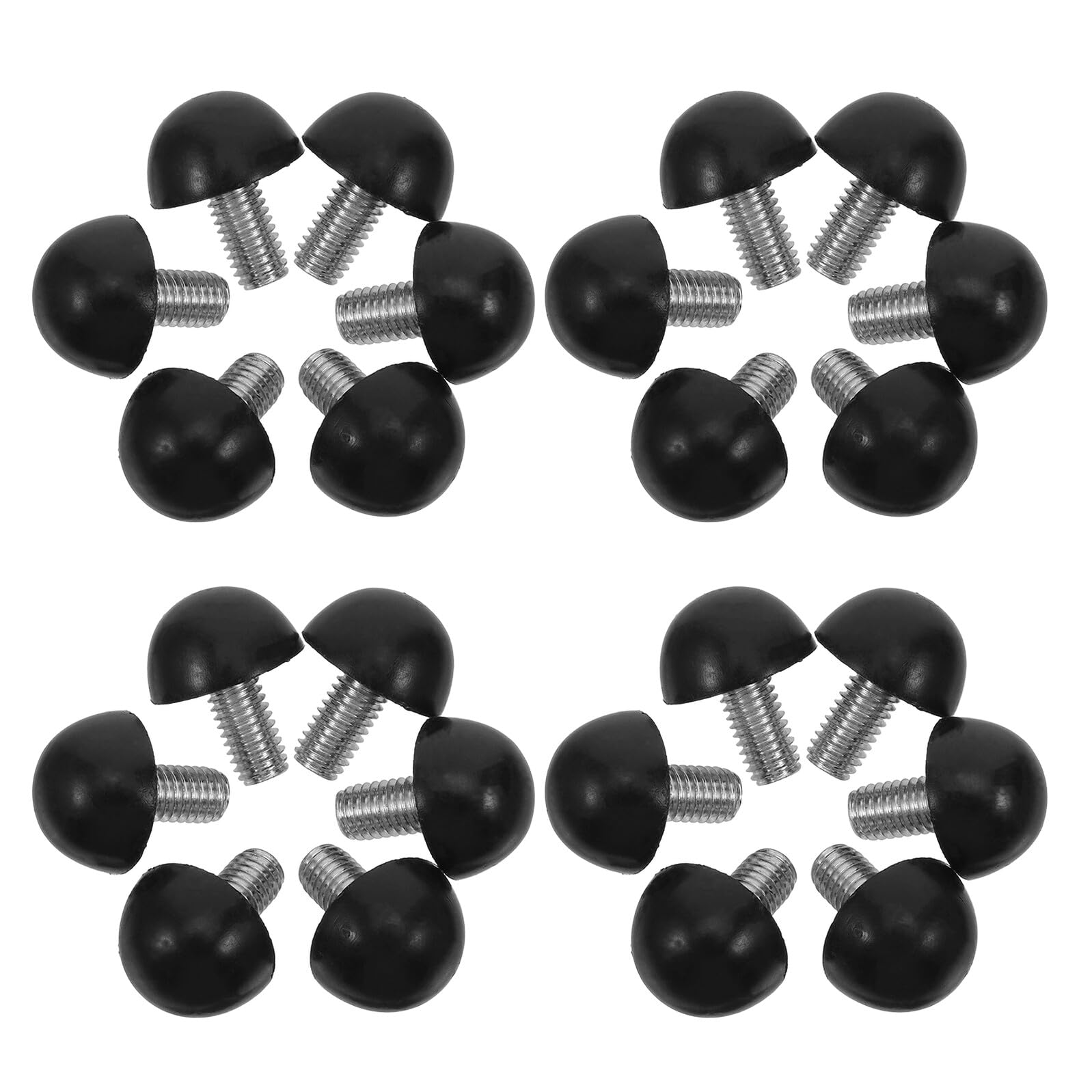 Patas niveladoras ajustables M8 x 15 mm con base de goma redondeada, 48 uds