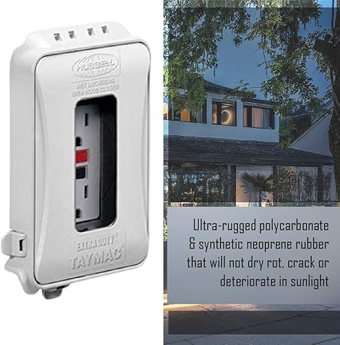 Miniatura 10 de Hubbell-Bell - Cubierta de enchufe horizontal y vertical, resistente a la intemperie, ampliable, perfil bajo, extraresistente mientras está en uso,