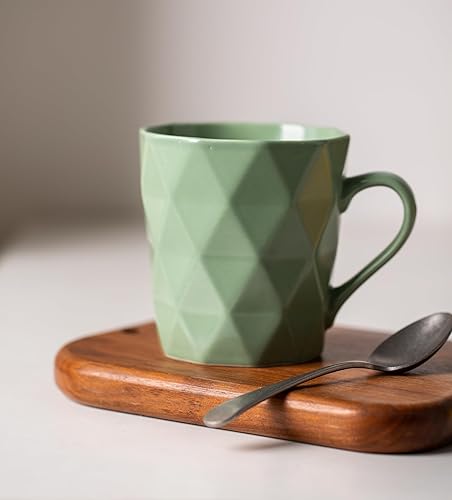 Miniatura 4 de Juego de 6 tazas de porcelana de 11 onzas, juego de tazas de té y cacao, verde matcha, mate