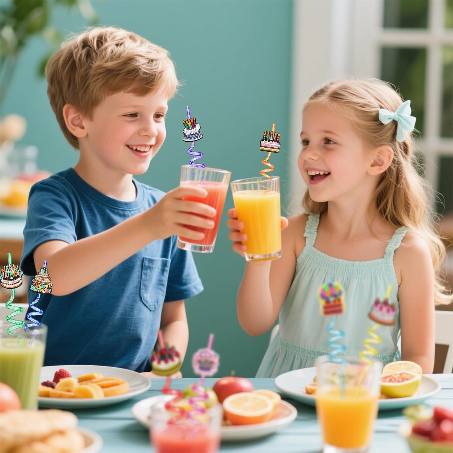 Reusable Birthday Straws 24 Pcs Crazy Silly Straws for Birthday Party Supplies Birthday Party Decorations Fun Plastic Drinking Straws - Image 7