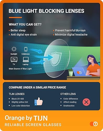 Miniatura 4 de TIJN Lentes de bloqueo de luz azul para mujeres y hombres, dispositivo de TV con luz azul, antifatiga ocular, marco de metal redondo