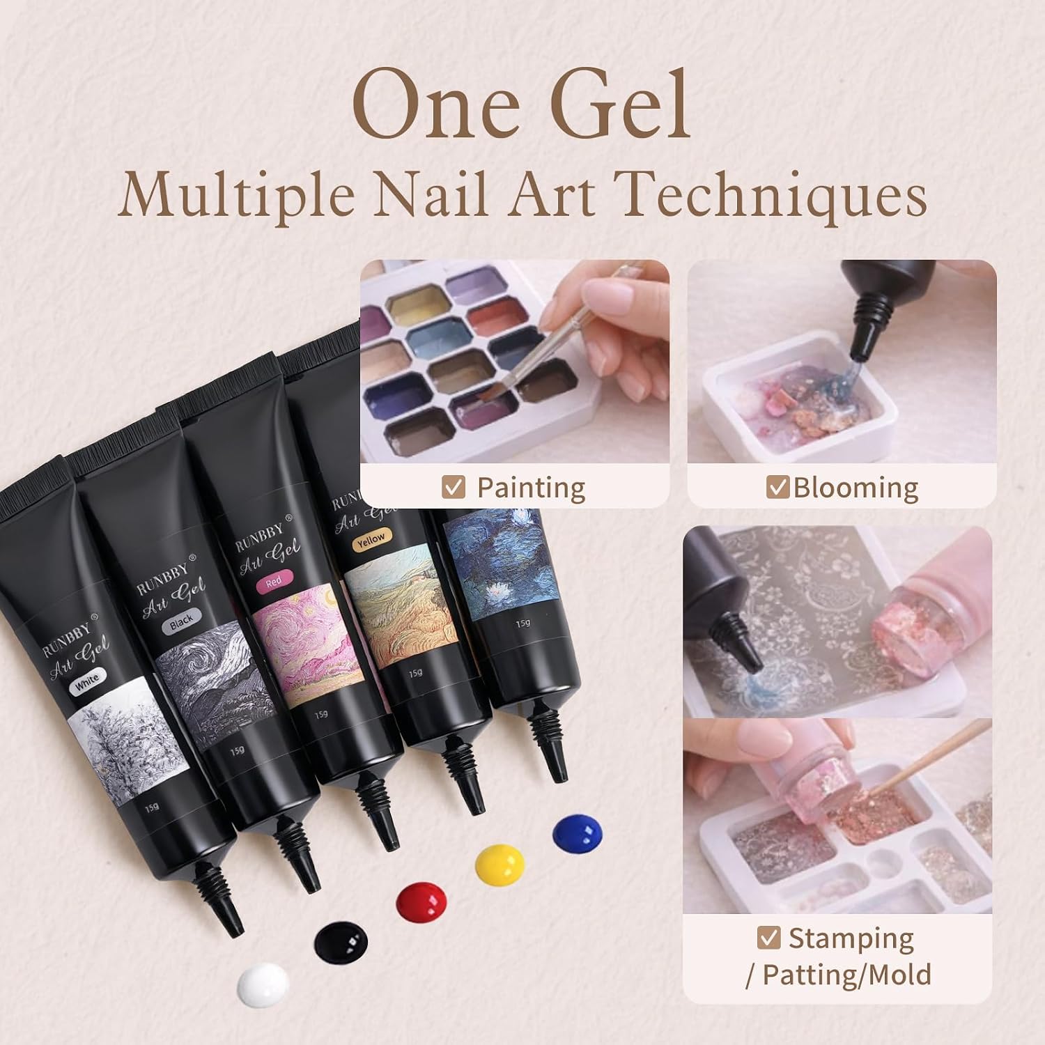 Art Mixing Gel – Professional Nail Art Coloring Gel for Nail Artists, Clear Mixing Polish for Painting, Blooming & Stamping, UV LED Cure